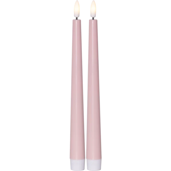 Stearinlys LED Antikklys 2-pack Flamme Candy Rosa