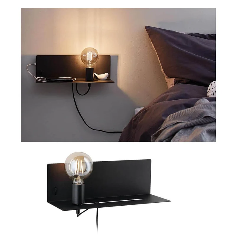 Wandleuchte Devara USB Schwarz