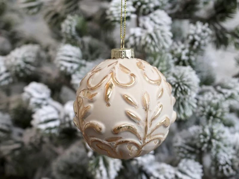 Julgranspynt Julkula med guldmönster Glas Ø8 cm 4-pack REA