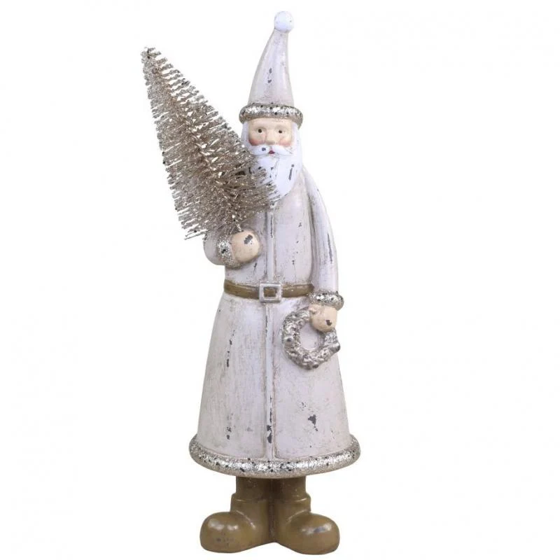 Juldekoration Inomhus Jultomte med julgran H22.5 / L9 / B8.5 cm latte REA