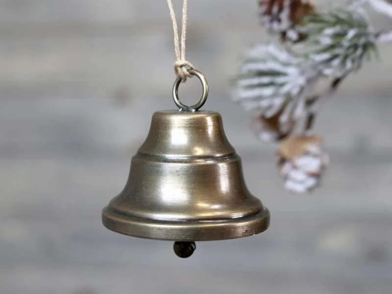 Julgranspynt Klocka H4,5 / Ø5 cm antik mässing REA
