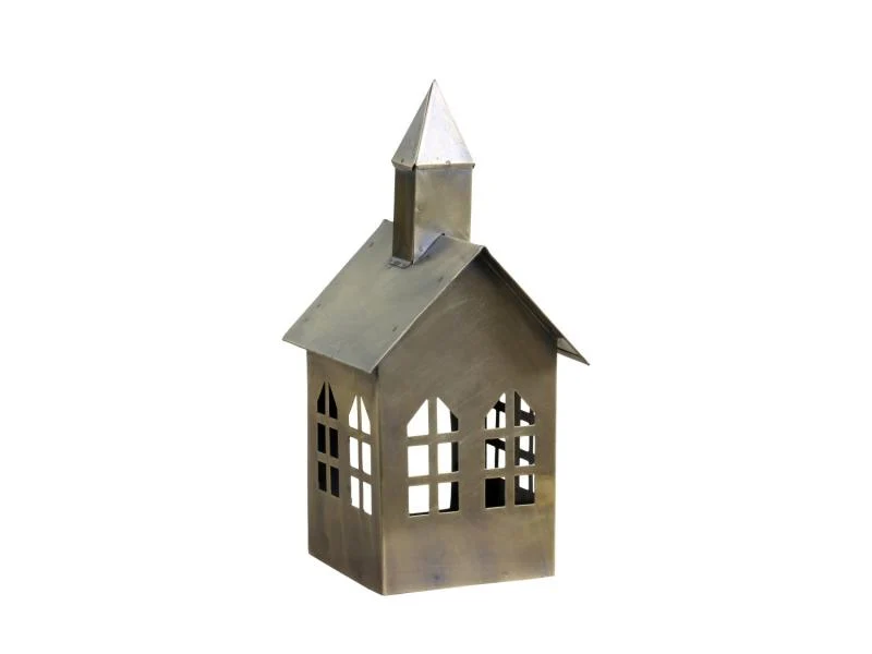 Ljusstake Ljushus H20 / L10 / B9,5 cm antik mässing REA