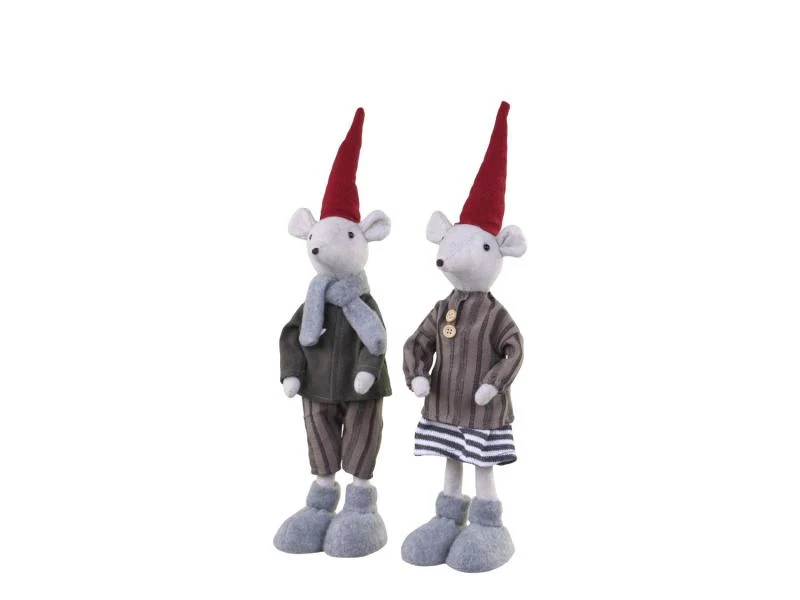 Juldekoration Inomhus Mus Stående Asger & Agnes 2-pack H38 cm REA