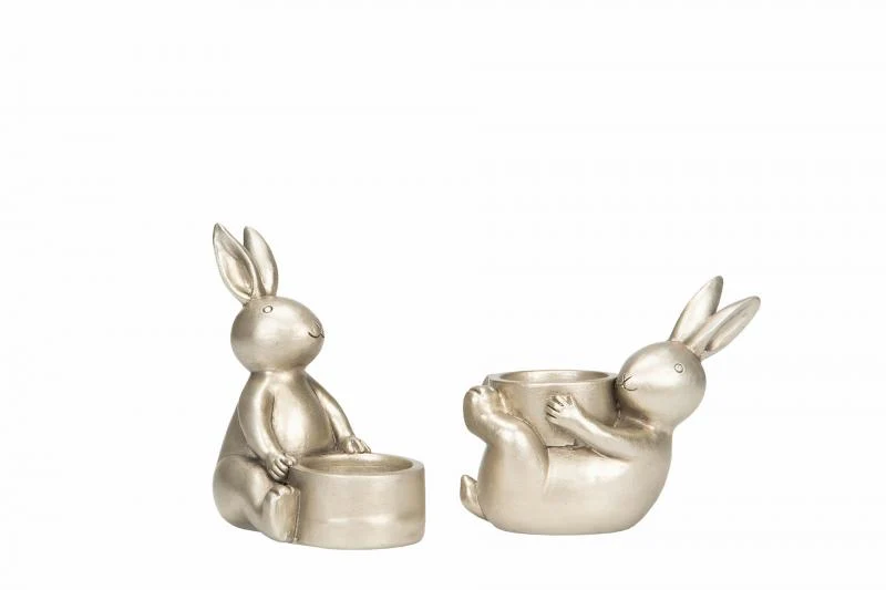 Ljusstake Värmeljus Kanin Champagne Mix Poly 2-pack REA