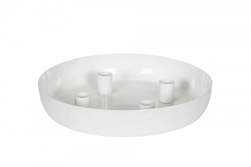 Ljusstake Ljusfat 4 Kronljus Vit Shell Ø27x4cm REA