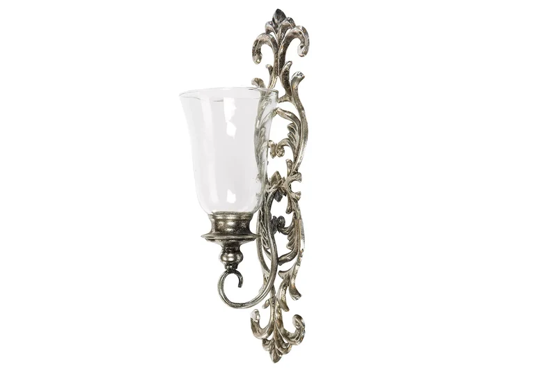 Ljusstake Vägg Ljushållare Antik Silver 14,5x16x52cm HH