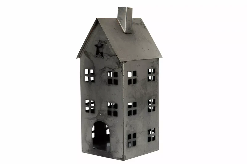 Ljusstake Ljushus Metall Old Grey 14x15.5x33cm HH REA