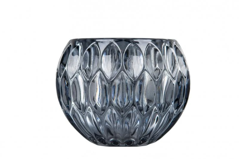 Ljuslykta Glas Blågrå 12x10cm REA