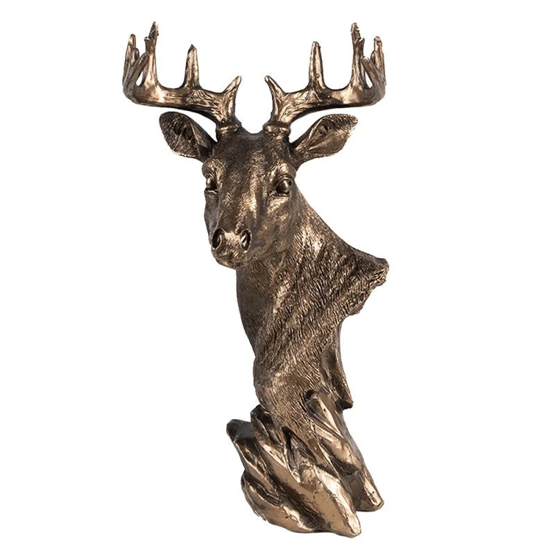 Juldekoration Inomhus Hjort guldbrun Polyresin (B/D/H) 13x12x25 cm REA