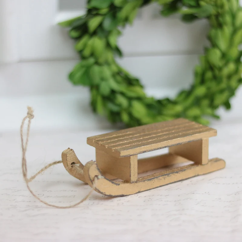 Juldekoration Inomhus Kälke i trä 12,5 cm REA