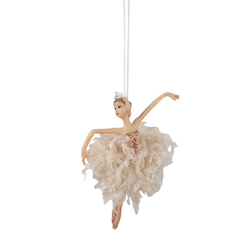 Julgranspynt Ballerina 15 cm Rosa Beige Polyresin REA