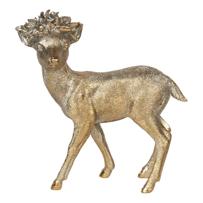 Juldekoration Inomhus Rådjur 18x8x19 cm Guld Polyresin REA