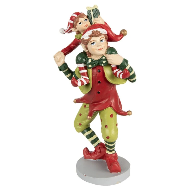 Juldekoration Inomhus Elf 19 cm Röd Grön Polyresin REA