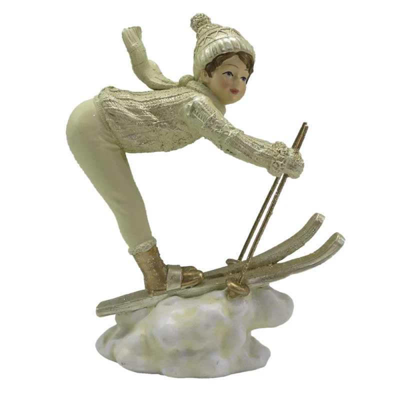 Juldekoration Inomhus Barn 19 Cm Beige Guldfärgad Polyresin REA