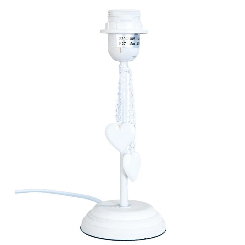 Bordslampa Lampfot Ø 10x24 cm Vit Trä Hjärta Rund REA