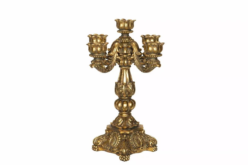 Ljusstake 5-Arm Julie Guld Polyresin 23,5x34cm HH