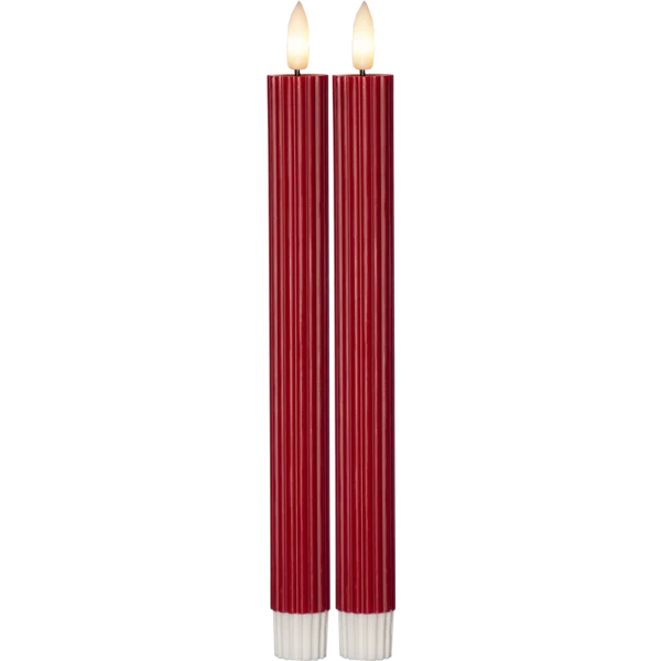 Batteridrivet LED Antikljus 2-pack Flamme Stripe 25 cm Röd