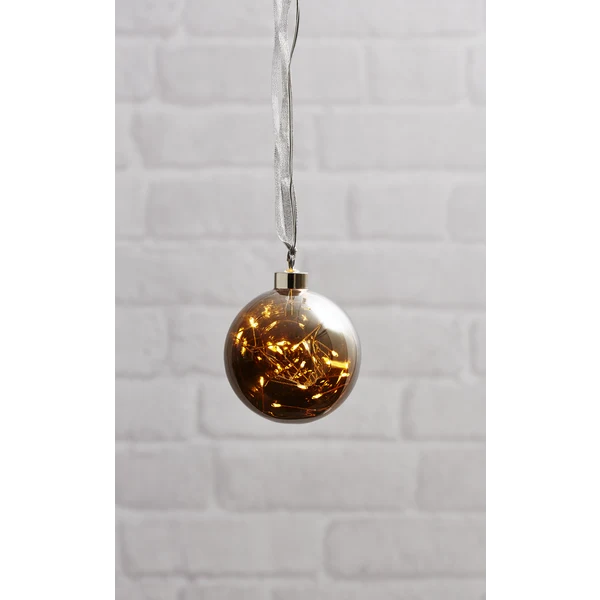 Julgranspynt Glaskula Glow Silver 10 cm 15 Ljus LED REA