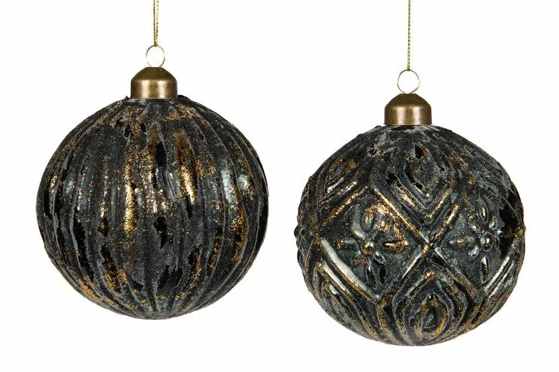Julgranspynt Glaskula Pixie Blå/Guld Mix 2-pack Ø10cm REA