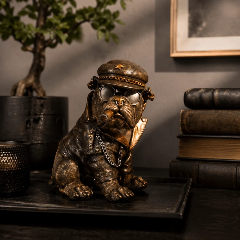 Bulldogg med dekorativ cigarrfigur
