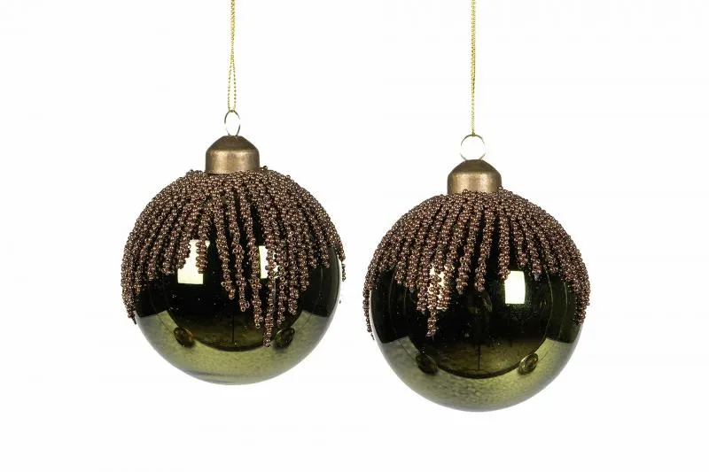 Julgranspynt Glaskula Poppy Grön 4-pack Ø8cm REA