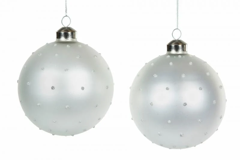 Julgranspynt Glaskula Bonny Vit Ø10cm 4-pack REA
