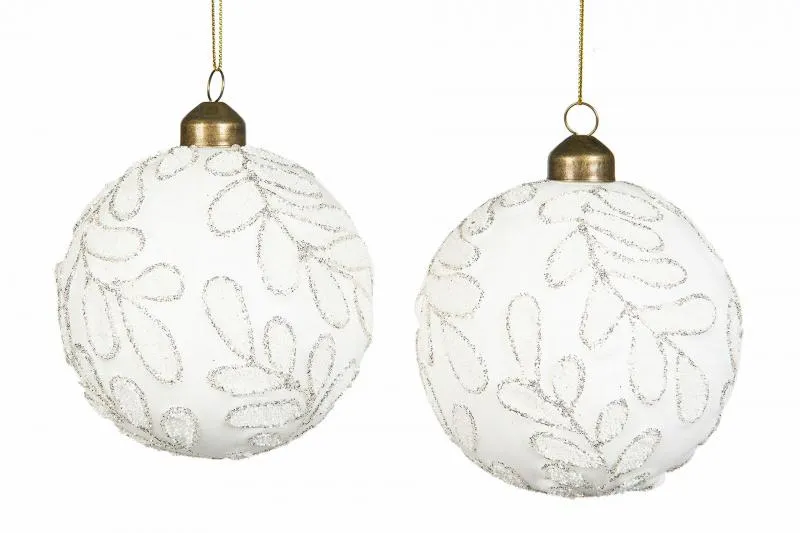 Julgranspynt Glaskula Icy Vit 2-pack Ø10cm REA