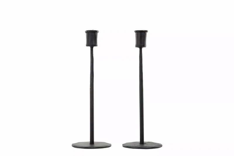 Ljusstake Rak Svart Metall 9,5x27cm REA