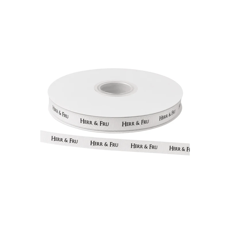 Presentband Herr och Fru vit med svart text 10 mm