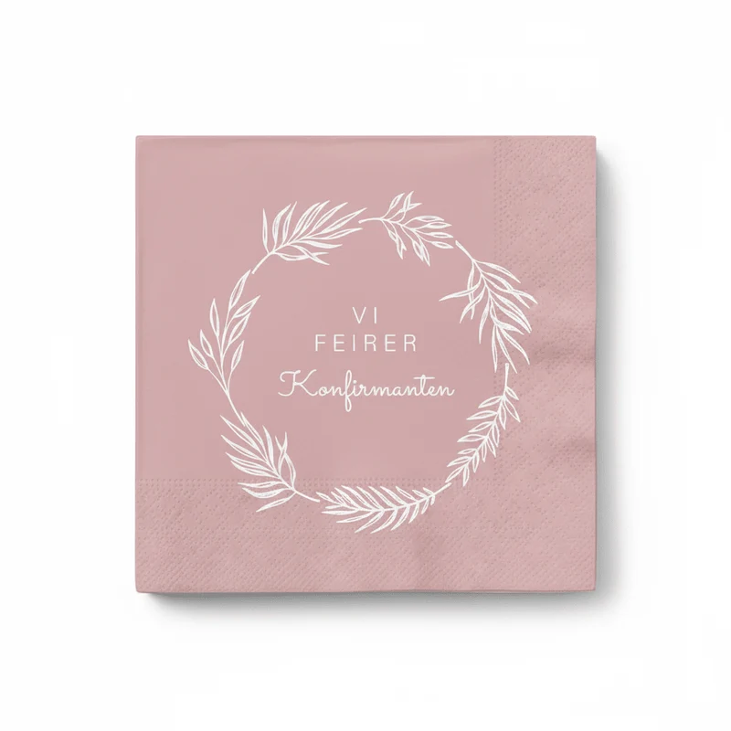 20-pack servetter till konfirmation rosa