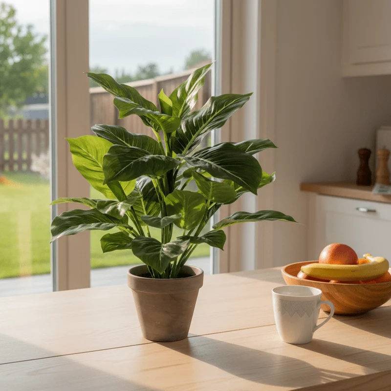 Evergreen konstgjord växt grön-grå med pot 49 cm