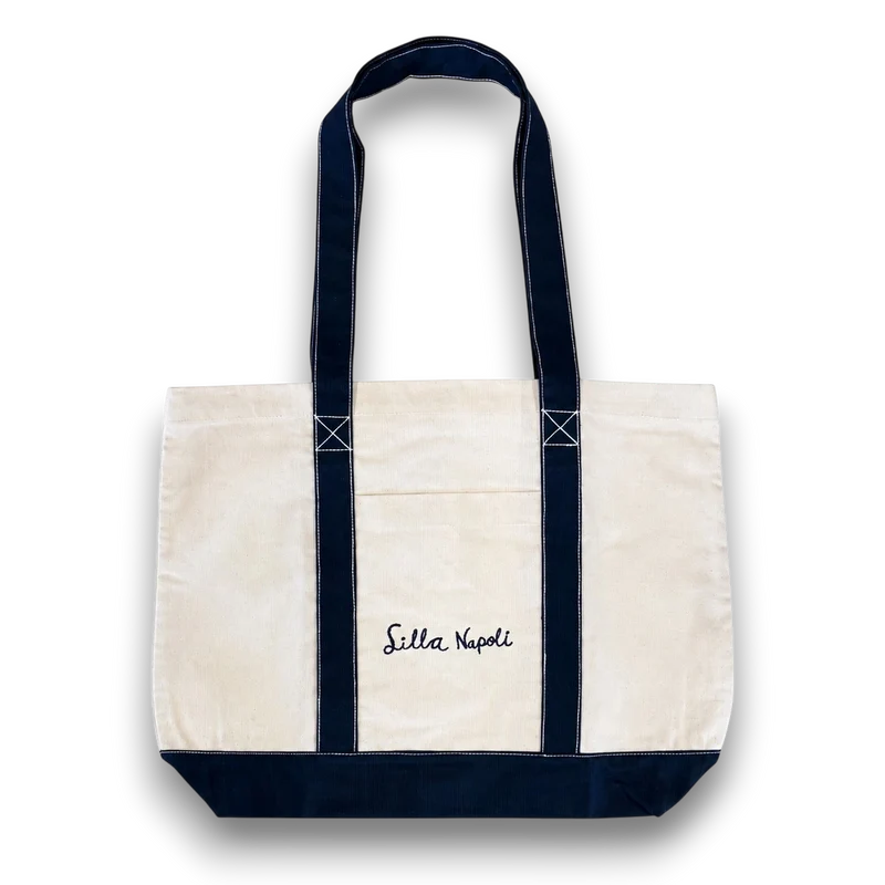 Lilla Napoli Signature Logo Large Tote - Raw/Navy