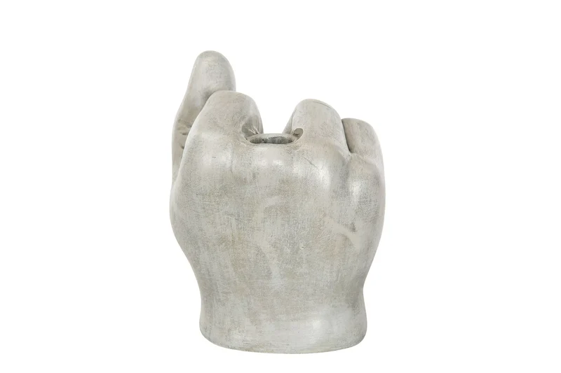 Ljusstake Finger Grå Poly 12x10x14,5cm REA