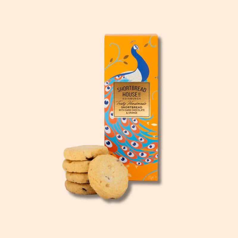 Shortbread - Sjokoladebiter & appelsin (påfugl)