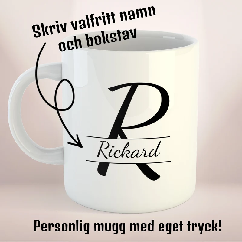 Bokstav | Personlig mugg med eget tryck