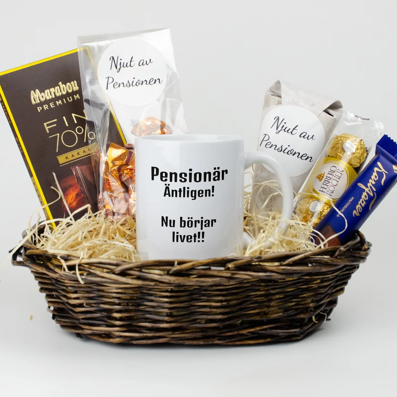 Present till pensionär | Pensionär, äntligen, nu börjar livet | Presentkorg