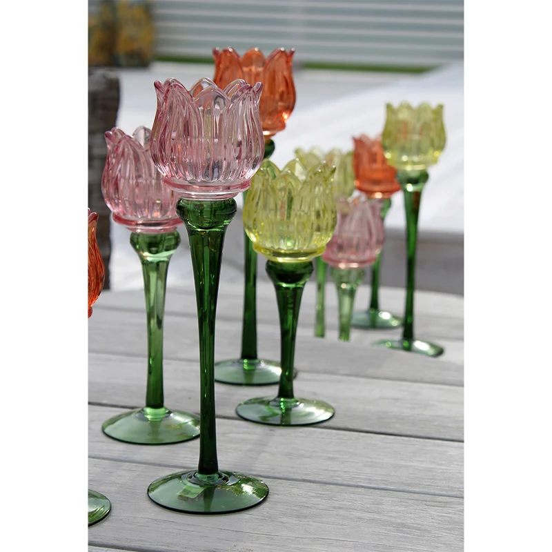 Tulpanlykta i glas – värmeljushållare