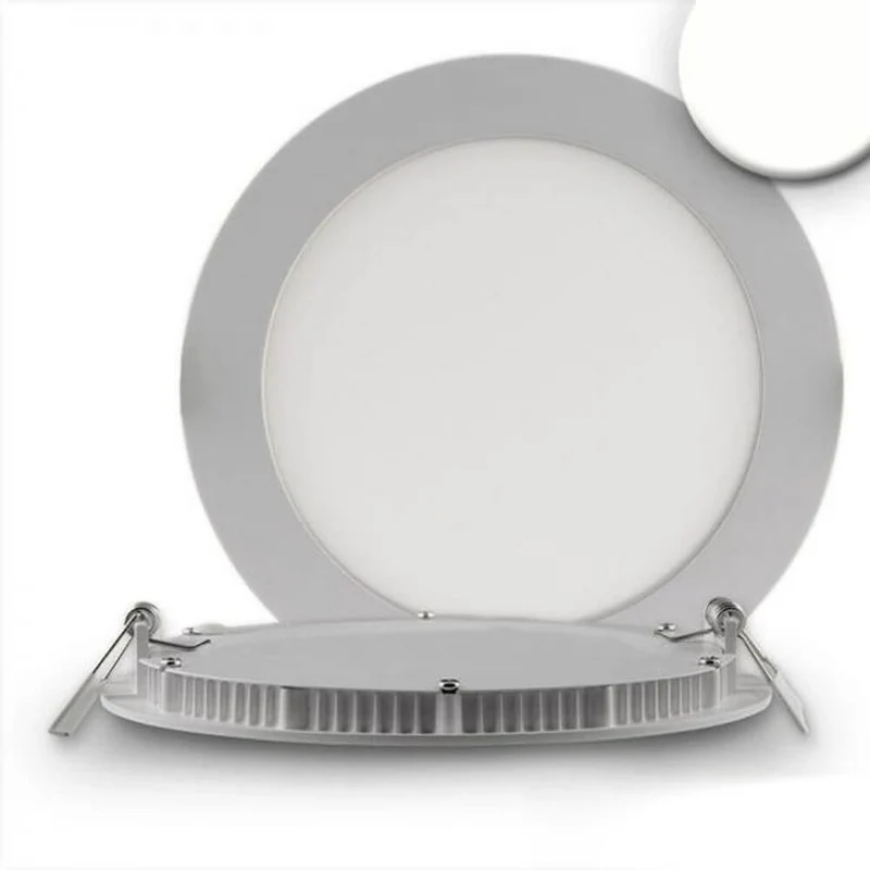 LED Einbaupanel Ø 17cm flach rund silber Dimmbar 12W Neutralweiß