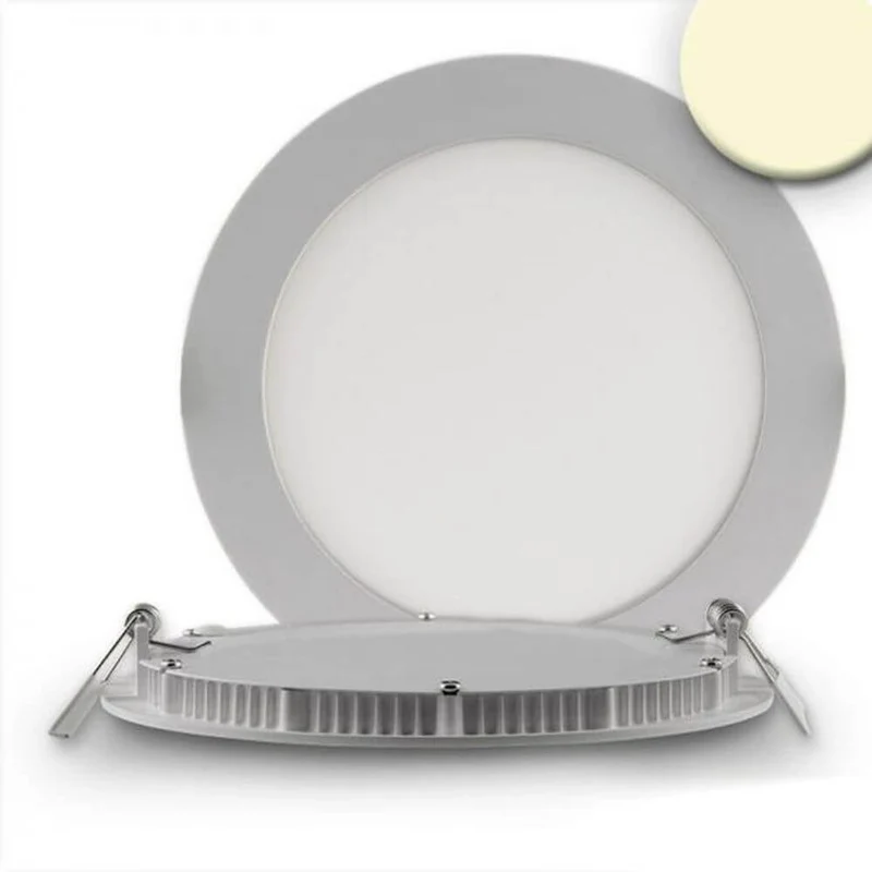 LED Einbaupanel Ø 17,5cm flach rund Silber Dimmbar 12W Warmweiß