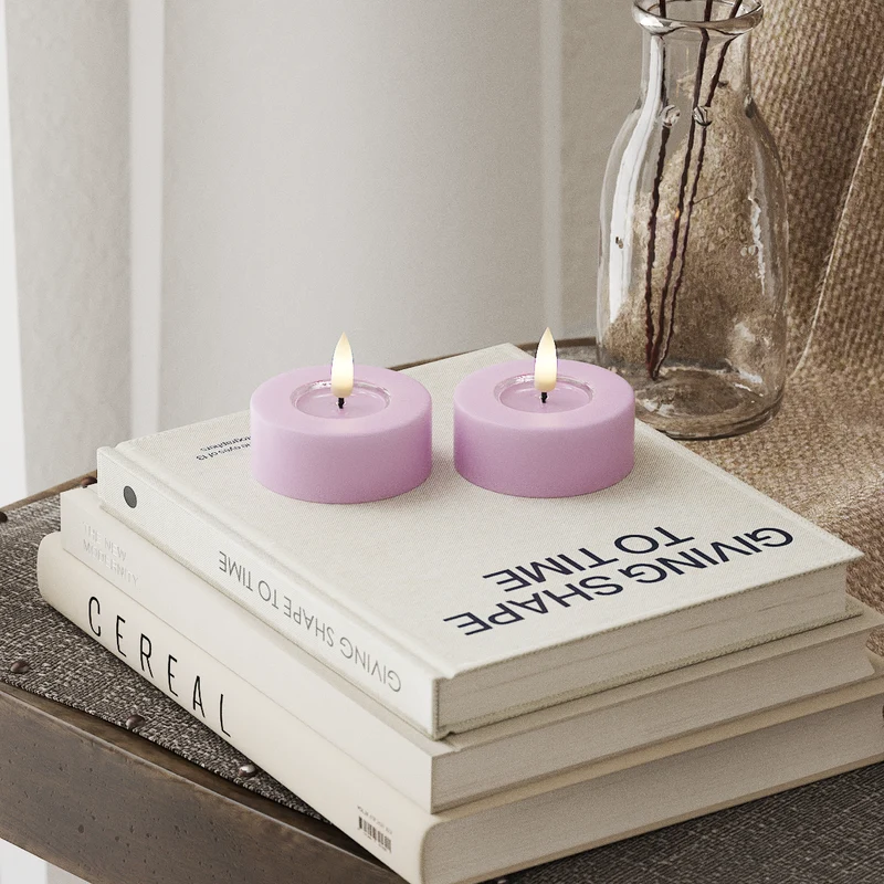 LED Jumbo Waxinelichtjes 2 pc's. (Groot) Lavendel