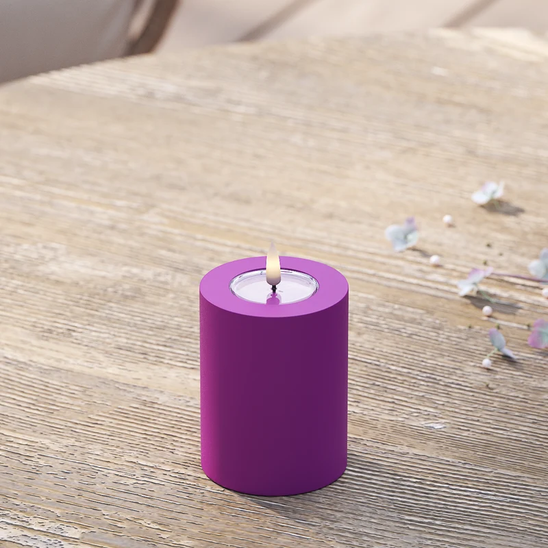 Udendørs LED Bloklys Ø 7,5 x 10 cm Violet