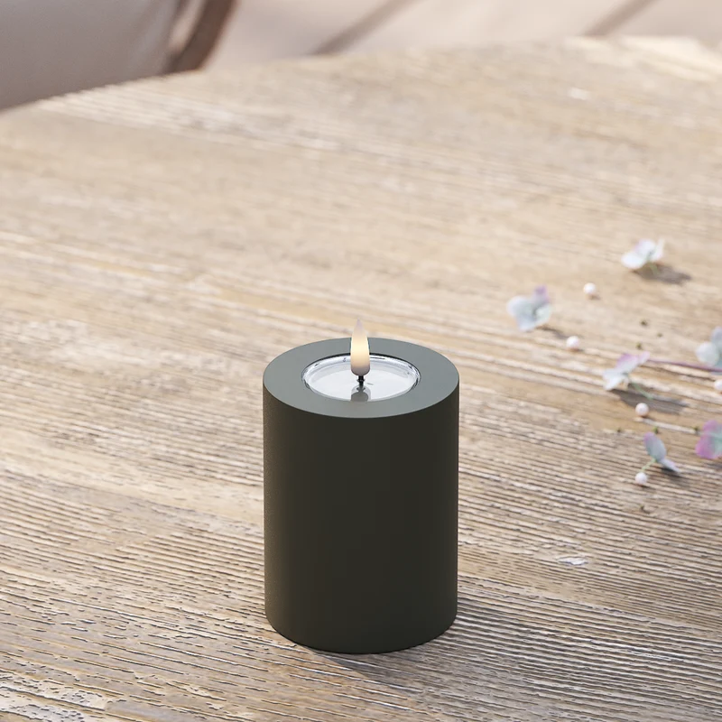 Udendørs LED Bloklys Ø 7,5 x 10 cm Mørkegrøn