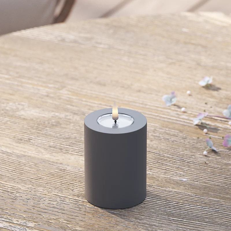 Udendørs LED Bloklys Ø 7,5 x 10 cm Grå