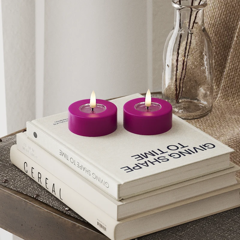 LED Jumbo Waxinelichtjes 2 pc's. (Groot) Violet