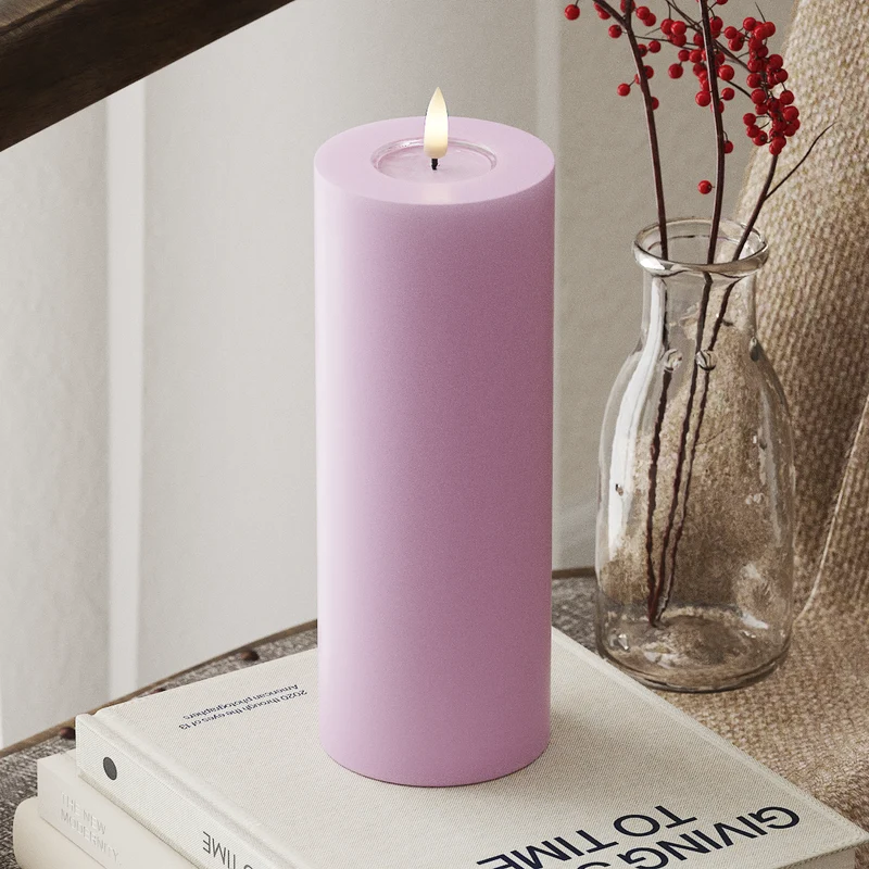 LED Stompkaarsen Ø 7,5 x 20 cm Lavendel