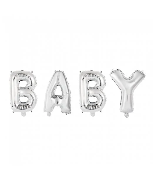 Folieballong, girlang BABY silver