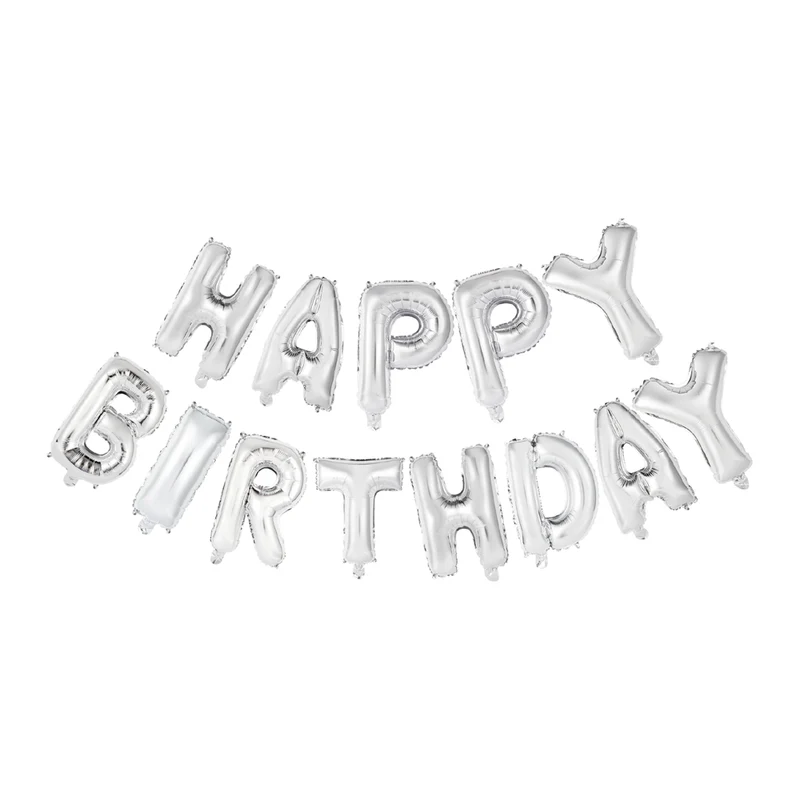 Folieballong, girlang happy birthday silver