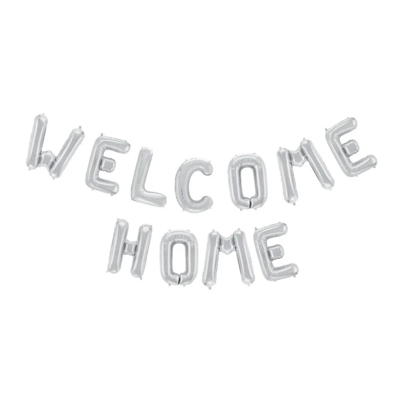 Folieballong, girlang welcome home silver
