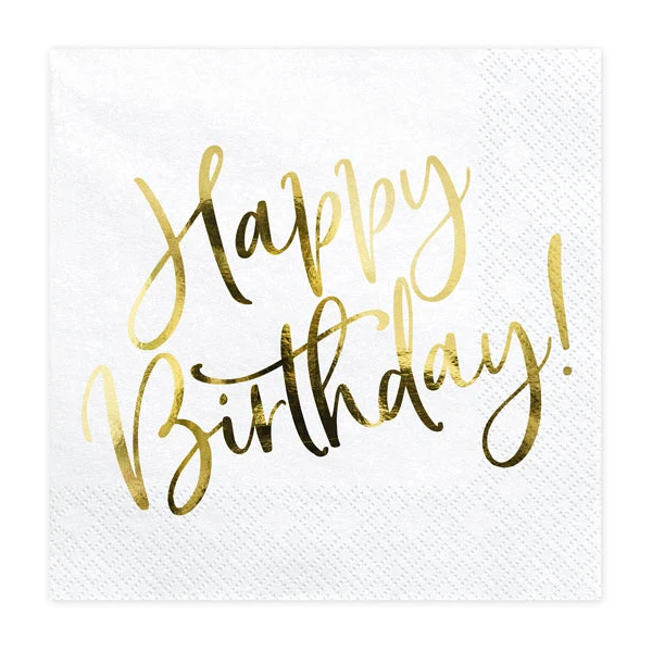 Servetter, happy birthday guld 20 st