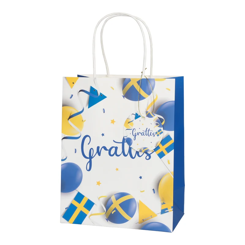 Presentpåse, grattis 18x32 cm